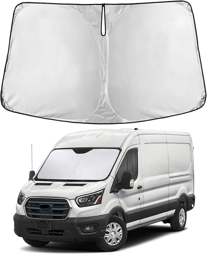 Windshield Sunshade Compatible for Ford ETransit 2022-2024 2025 2026, Sun Visor for Front Windshield & Window Sun Shade Cover, UV Heat Blocker & Protector, Car Accessories