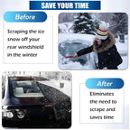 Car Rear Windshield Cover, 4-Layer Waterproof Back Window Protector for Ice and Snow Sun UV Rays Dust, Winter Hail Frost Shield, with Windproof Strap - Fits Most Sedans, SUV | Medium