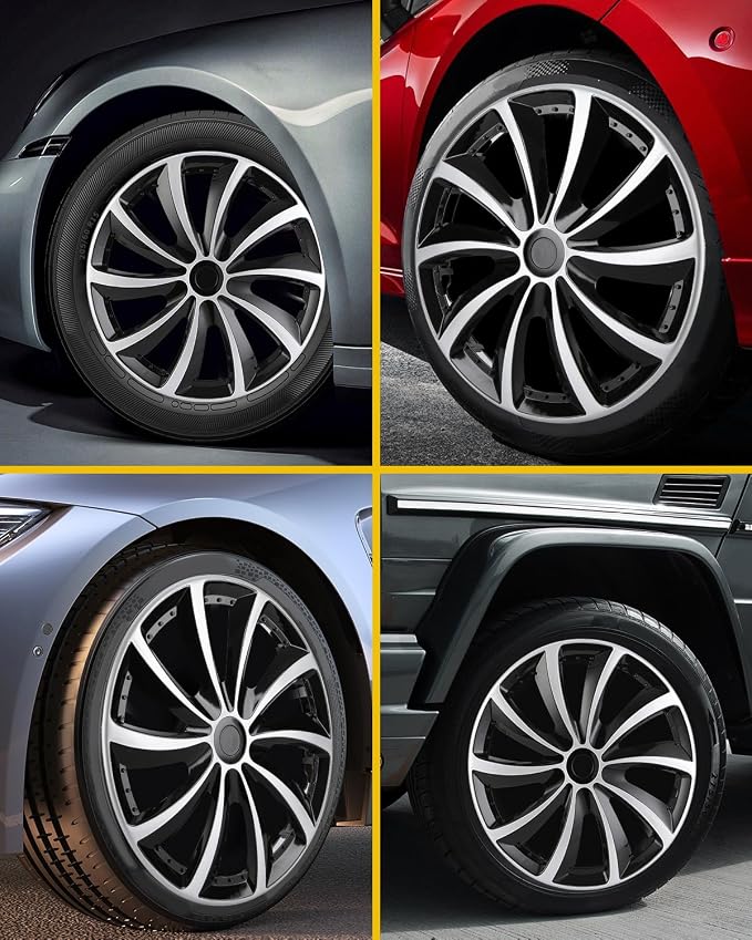 Hubcaps,15 inch hubcaps Set of 4, Wheel Rim Cover ABS Material, Snap On Car Truck SUV Replacement, for Toyota Camry Nissan Mazda etc