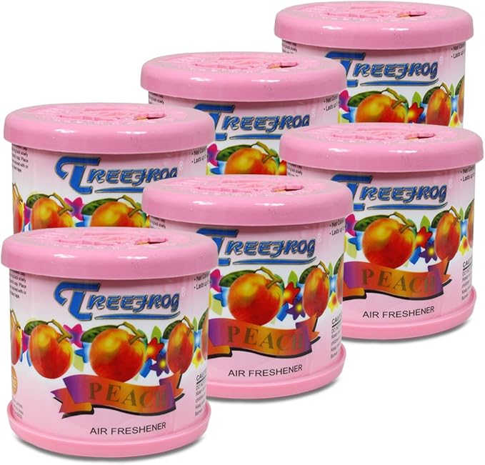 TreeFrog Gel-Typed Automotive Cup-Holder Air Freshener, Peach Scented, Pack of 6