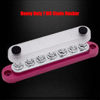 7 x M6 (1/4") Studs Power Distribution Block Bus Bar 12V, 5.9" HD 150A Marine BusBar Battery Distribution Block W/Cover for Car Boat Solar (Red)
