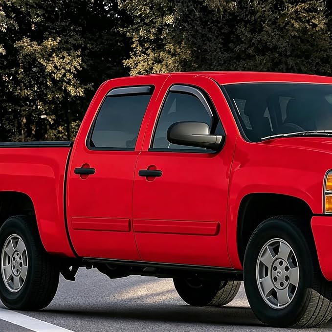 in-Channel Window Rain Guards for Trucks Chevy Silverado/GMC Sierra 1500 2500HD 3500HD 2007-2013 Crew Cab, Avalanche Yukon XL, Window Deflectors Vent Visors Sun Shades 4pcs