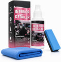 Car Interior Cleaner Spray Kit, Dashboard & Trim Detailer for Plastic, Vinyl, Rubber, Door Panels, Consoles & Finished Leather, Non-Greasy Auto Interior Cleaner with Towel & Sponge