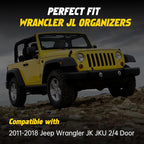 JK Storage Pockets for Jeep Wrangler, Front & Rear Door, 4 Pcs | Compatible with 2011-2018 Jeep Wrangler JK JKU 4 Door, Front and Rear Door Pockets, Interior Storage Accessories, Black