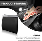 2026 New Car Trash Can with LED Light & Strong Magnet Closure,Leather Car Trash Bin with 12 Bags,Large Capacity Cars Garbage Can as Cars Organizer for Back Seat/Door