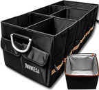 90L Large Car Trunk Organizer with 30L Removable Leakproof Cooler Bag, Collapsible Storage Bin with Lid & Dividers, Heavy Duty Accessories for SUV Sedan, Ideal for Grocery Camping Road Trip