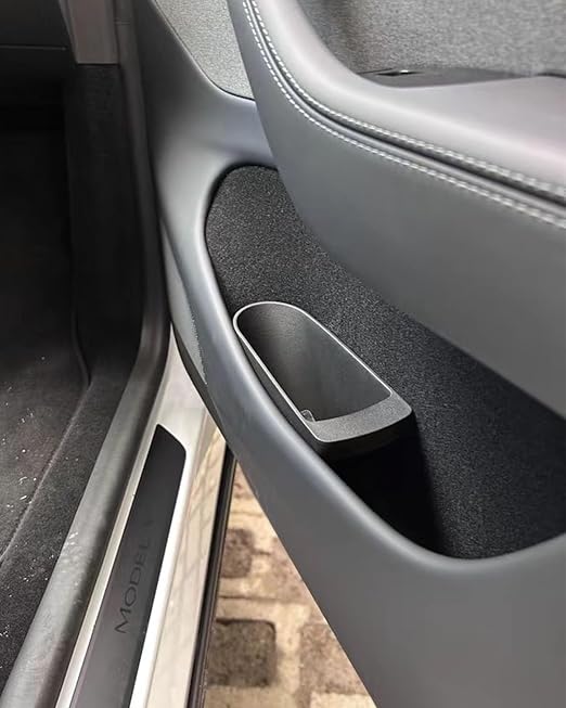 for New Tesla Model Y Juniper 2026 Front Door Pocket Insert Trash Can, Model Y Accessories Side Door Storage Organizer 2PCS TPE