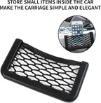 1 Pack 2 Pcs Car Net Pocket， Abs Self-Adhesive Multifunctional Car Mesh Bag Organizer Net，5.9in*3.15in Automotive Frame Storage Net Pocket. Suitable for Cars （Black