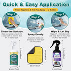 Anti-Fog and Rain-Repellent Spray Kit – Fast-Acting Defogger and Waterproof Spray for Clear Vision, Easy Spray for Car Windshields, Windows, Mirrors, Glasses, Goggles and Helmets (2-Pack)