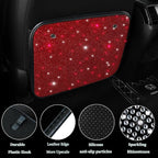 Sparkling Diamond Auto Kick Mats Back Seat Protector Cute Kick Mats Protect from Dirt Mud Seat Back Protector with Bling Crystal Rhinestone Car Interior Decor Accessories Red 2Pcs