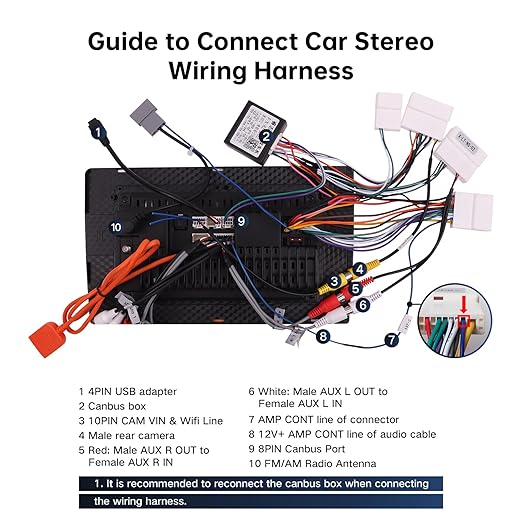 16 PIN Car Radio Wiring Harness for Nissan Rogue, Altima 13-18, Qashqai X-Trail Frontier Sentra 14-18, Stereo Wire Cable Fit Aftermarket Android Head Unit, Retain SWC, Backup Camera, Bose AMP