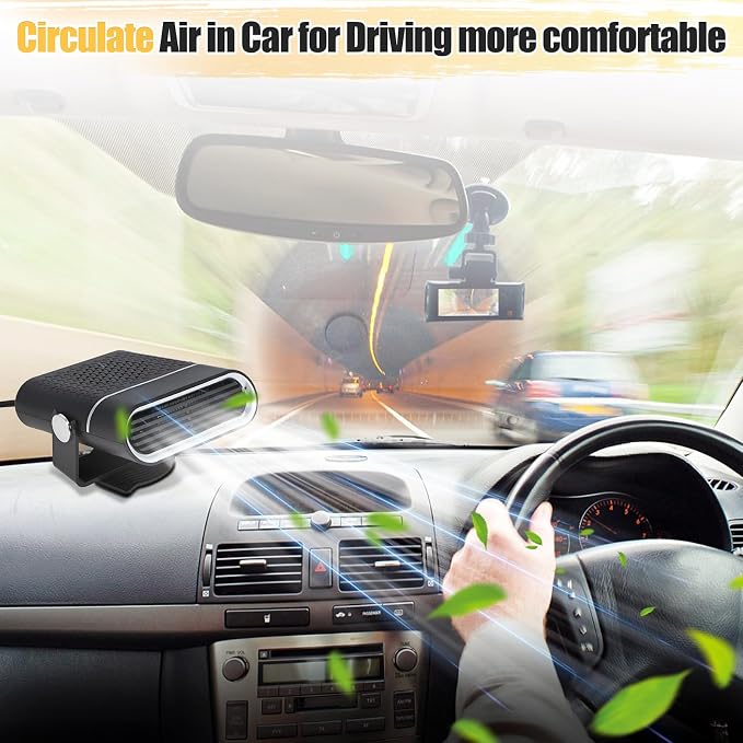 Car Heater, 200W Vehicles Heaters Auto Part 12V Portable Car Heaters That Plugs Into Cigarette Lighter, Vehicle Defroster Windshield Demister, Auto Defogger With 360° Rotatable for All 12 Volt Cars
