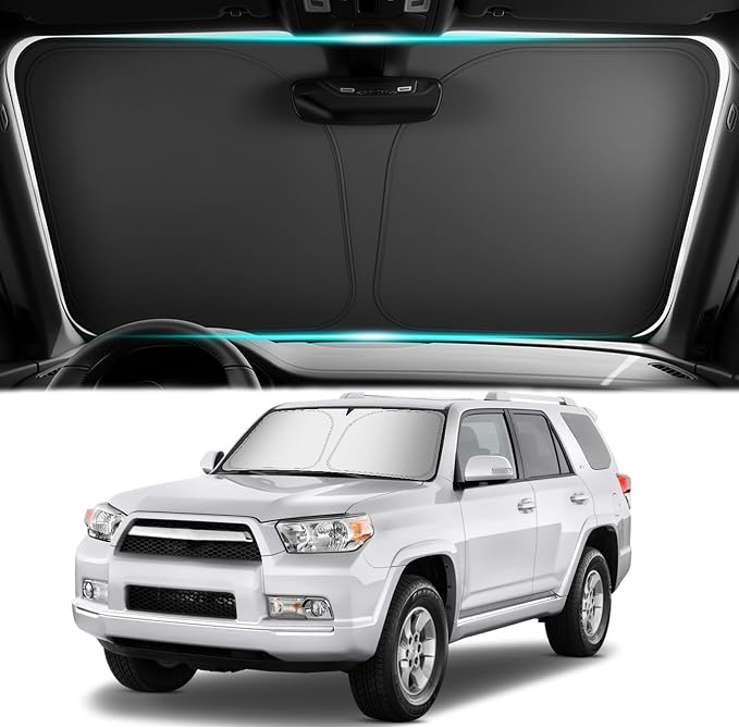 Car Windshield Sun Shade Compatible with Toyota 2010-2025 4Runner,Oxford Cloth Windshield Cover Sun Shade with Storage Bag,Foldable Car Shades Front Windshields for Blocking Sunlight