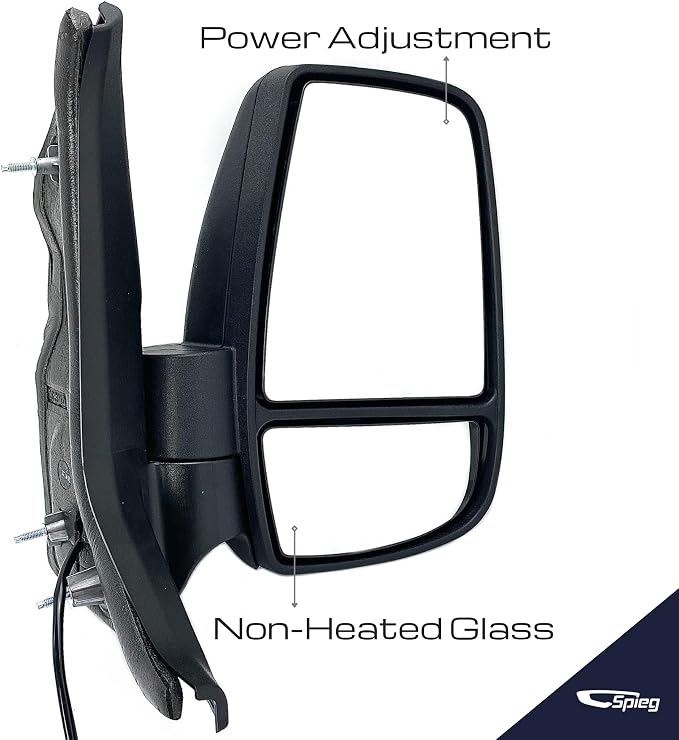 Passenger Side Mirror for 2015-2019 Ford Transit 150 250 350 HD Cargo Van | Right Side View Mirror Assembly with Power Adjustment Non-Heated Glass Short Arm | Textured Black 6 Pins FO1321600