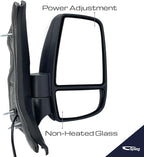 Passenger Side Mirror for 2015-2019 Ford Transit 150 250 350 HD Cargo Van | Right Side View Mirror Assembly with Power Adjustment Non-Heated Glass Short Arm | Textured Black 6 Pins FO1321600