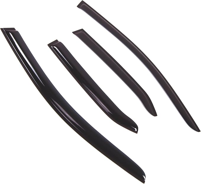 WD2-689 Dark Smoke 4 Pcs Set Window Visor (Outside Mount) Deflector Rain Guard Compatible with 2005-2011 Cadillac STS