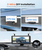 7.2" DVR Portable Solar Wireless Backup Camera:HD 1080P 2 Min Quick Installation Support 2 Split Screen Back up Camera, IP69K Waterproof Reverse Camera for Car, Van, SUV, Truck, Trailer
