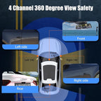 360 Degree View 4 Channel Mirror Dash Cam Detached Camera for Cars，Dash Cam Front and Rear Side(Left,Right),12'' Rear View Mirror Camera1080Px4,WiFi,Night Vision,GPS,Parking Monitor,Free 128GB Card
