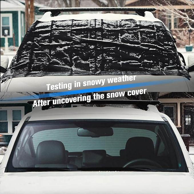 Extra Large Windshield Cover for Ice and Snow, Upgraded Thicken Oxford Car Windshield Cover Best for Ice, Frost & Snow Removal Windshield Snow Cover for All Weather (71x47 Inches)