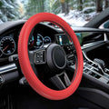 Car Steering Wheel Cover, Thin Anti-Skid Silicone Steering Wheel Cover for Men & Women, Universal Automotive Interior Accessories for Most Cars (Red)