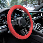 Car Steering Wheel Cover, Thin Anti-Skid Silicone Steering Wheel Cover for Men & Women, Universal Automotive Interior Accessories for Most Cars (Red)