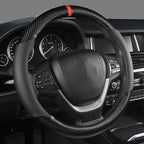 Carbon Fiber Steering Wheel Cover for Ford F150 F250 F350 Ram 4Runner Tacoma Tundra Range Rover, Large Size 15.5"-16", Breathable Microfiber Leather, Odorless, Black