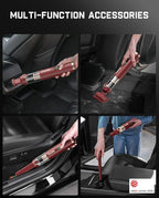 Fanttik Slim V10 APEX Cordless Car Vacuum, 4-in-1 Portable Mini Handheld Vac, 19kPa Suction Power, Upgraded Smart Digital Display, 2 Suction Modes for Small Jobs, Car, Office Desk, Keyboards (Red)