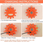 USB Rechargeable LED Road Flares Emergency Lights with Magnetic Base, 9 Strobe Options Roadside Emergency Warning Car Safety Beacon Flashing Disc Flare Kit for Vehicles & Boat (Orange Lights, 3 Pack)