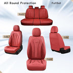Coverado Seat Covers, Car Seat Covers Full Set, Red Car Seat Cover, Car Seat Covers Front Seats Back Seat Covers, Waterproof Car Seat Cushion, Leather Seat Protector Universal Fit Most Cars