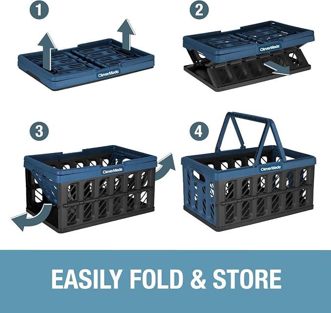 Eco Collapsible Shopping Basket with Handles, 24L Stone, 3 Pack