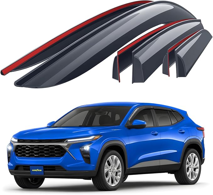 Goodyear Shatterproof Window Deflectors for Chevrolet (Chevy) Trax 2024-2026, Tape-on Rain Guards, Window Visors, Vent Deflector Visor, Car Accessories, 6 pcs. - GY008856