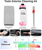 Tesla Seat Cleaner & Stain Remover, Tesla Interior Cleaner for White & Black Vegan Leather | Tesla Model Y Juniper Accessories 2026 & Tesla Model 3 Accessories, S/X/Cybertruck (Cherry Pink)