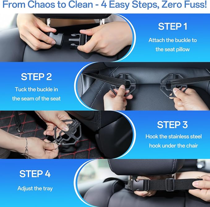 Backseat Car Organizer Leather Back of Seat Car Organizers | Seat Back Protector for Drivers with Large Capacity 6 Storage Pockets Waterproof Kick Mats, 2 Pack