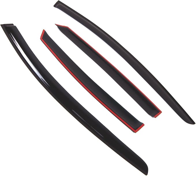 WD2-795B Dark Smoke 4 Pcs Set Window Visor (Outside Mount) Deflector Rain Guard Compatible with 2017-2018 Ford MKIII Sedan