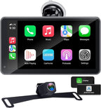 Portable Carplay Screen with Backup Camera - Plug-Play 7-inch HD 1080P Car Touchscreen Supports Both Apple CarPlay & Android Auto - No Dashboard Removal, GPS Navigation, Voice Control, Bluetooth
