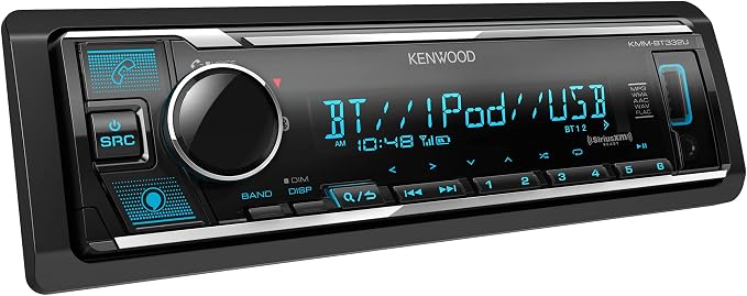 KMM-BT332U Bluetooth Single DIN Car Stereo with USB Port, AM/FM Radio, MP3 Player, Multi Color LCD, Detachable Face, Built in Amazon Alexa, Compatible with SiriusXM Tuner