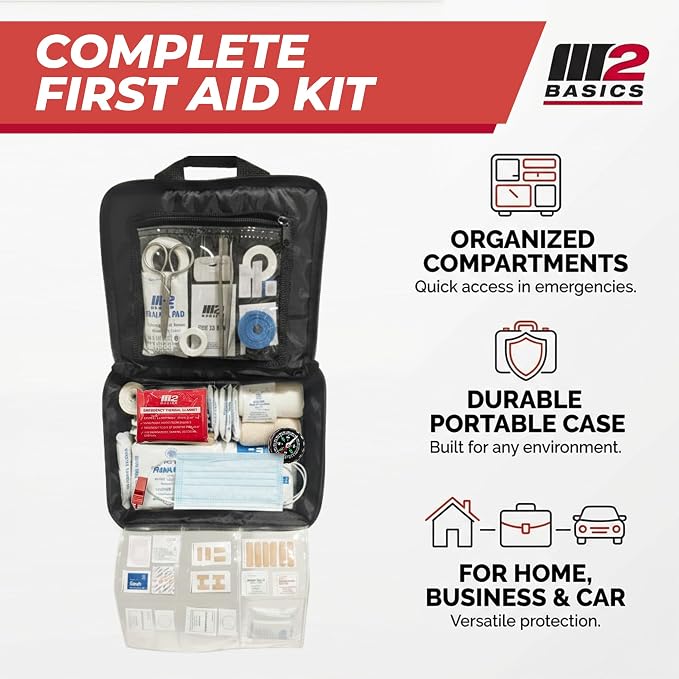 300 Piece Premium First Aid Kit w/Durable Bag for Home, Business | Office, Workplace, Car, Garage, Kitchen, Family, Classroom, Jobsite, Warehouse, School, Vehicle And Emergency Preparedness