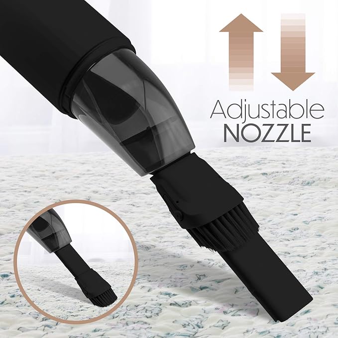 Portable Hand Vacuum Cleaner Handheld Cordless Cleaner for Dust Pet Hair Dirt Home Car Interior Lightweight, Easy to Use, Compact Design Battery Rechargeable with USB-C Cable - Black