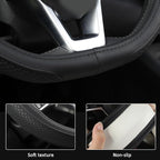 Customized Auto Car Steering Wheel Cover for Nissan,D Shaped Steering Wheel Cover for Rogue,Altima,Kicks (D-Shaped-Black)