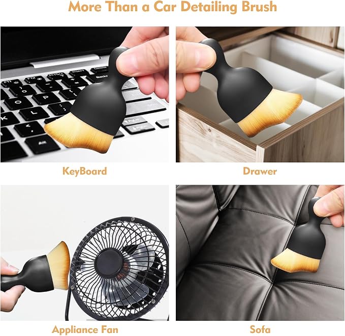 Car Interior Cleaning Brush Car Duster Interior with Ultra Soft Bristles Auto Detailing Brushes Dusting Car Accessories for Dashboard, AC Vents, Leather, Scratch-Free (2Pack)
