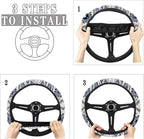Auto Steering Wheel Cover for Women Men, Universal 15 Inch Soft Elastic Steering Wheel Wrap Anti-Slip Easy to Install Car Accessories, Southwest Aztec Blue Gray