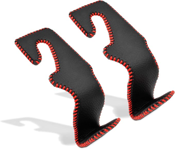 Car Seat Headrest Hooks for Car Back Seat Organizer Hanger Storage Hook Holder for Car SUV Organization Purse Shopping Groceries Bag Handbag, Black & Red, 2 Pack