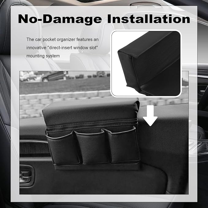 Car Armrest Storage Box for Window,Multi-functional Car Window Armrest Organizer with Storage Pocket for Phone/Tissue/Key,Universal Cars Door Organizer as Cars Elbow Rest Pad (Large)