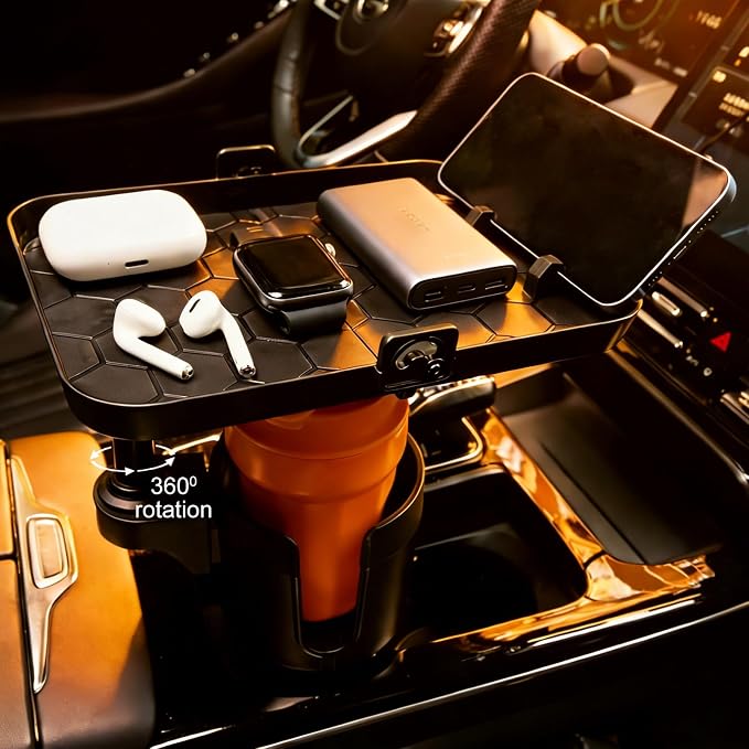 Cup Holder for Car Compatible with Tesla Model Y/3 - Car Cup Holder Tray Phone 9.5 inch Expander, Insert 16-46 Oz Bottles, Removable Car Holder Table Fit Most Car, Ideal for Travel Road Trip