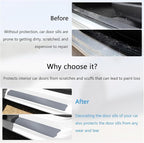 4 PCS Car Door Sill Protector, 3D Carbon Fiber Auto Door Entry Edge Guard Protection Trim, Anti-Scratch Threshold Cover Strips, Sill Protection Sticker for Car SUV Truck (Silver)