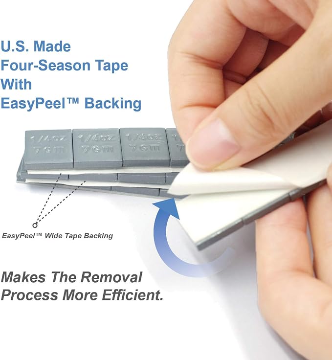 1/4oz, 0.25oz, Grey, Adhesive Stick on Wheel Weights, EasyPeel Type. Cars, Trucks, SUVs, Motorcycles, RC Cars. Low Profile, 12oz/Box, U.S. OEM Quality, (48pcs)