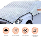 Heavy Duty Winter Car Snow Cover, Thickened Enlarge Hail Protector Cover, Waterproof Windshield Frost Cover with Side Window & Rearview Mirror, Fit for Most Cars (Silver)