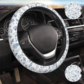 Vintage Blue Flower Steering Wheel Cover Car Decor