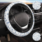 Vintage Blue Flower Steering Wheel Cover Car Decor