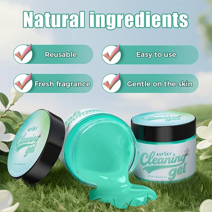 Car Cleaning Gel (Green,Magnolia) Cleaning Putty Universal Dust Cleaning Car Interior Cleaner Keyboard Dust Remover Car Slime Gifts for Women Girl Men（1 Pack）